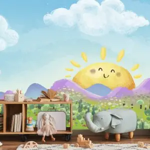 Papier Peint Pour Les Enfants - Paysage Ensoleillé – Image 5