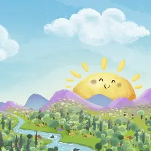 Papier Peint Pour Les Enfants - Paysage Ensoleillé – Image 1