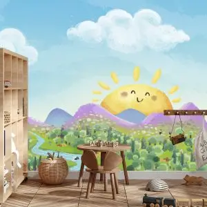 Papier Peint Pour Les Enfants - Paysage Ensoleillé – Image 3