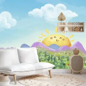 Papier Peint Pour Les Enfants - Paysage Ensoleillé – Image 4