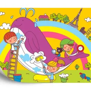 Papier Peint Pour Les Enfants - Enfants Et Baleine – Image 2