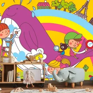 Papier Peint Pour Les Enfants - Enfants Et Baleine – Image 5