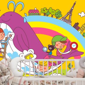 Papier Peint Pour Les Enfants - Enfants Et Baleine – Image 6