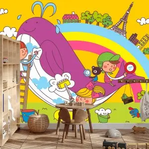 Papier Peint Pour Les Enfants - Enfants Et Baleine – Image 3
