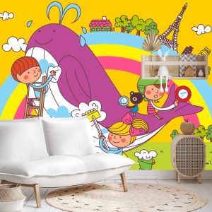 Papier Peint Pour Les Enfants - Enfants Et Baleine – Image 4