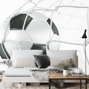 Papier Peint Ballon De Football 3D Dans Le Filet – Image 3