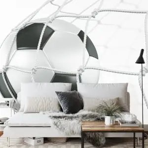 Papier Peint Ballon De Football 3D Dans Le Filet – Image 3