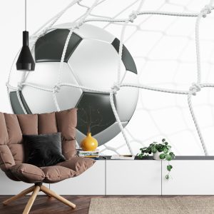Papier Peint Ballon De Football 3D Dans Le Filet – Image 4