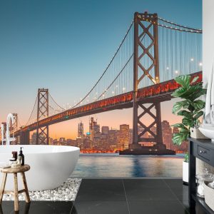 Papier Peint San Francisco Skyline With Oakland Bay Bridge At Sunset, California, Usa – Image 5