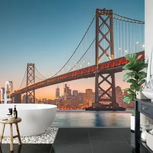 Papier Peint San Francisco Skyline With Oakland Bay Bridge At Sunset, California, Usa – Image 5