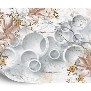 Papier Peint Abstraction De Marbre Et De Fleurs – Image 2