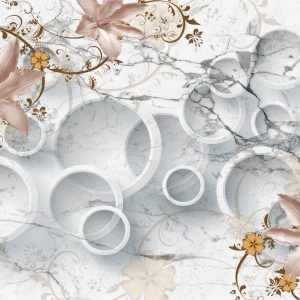 Papier Peint Abstraction De Marbre Et De Fleurs – Image 1