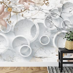 Papier Peint Abstraction De Marbre Et De Fleurs – Image 7