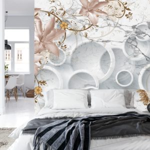 Papier Peint Abstraction De Marbre Et De Fleurs – Image 8