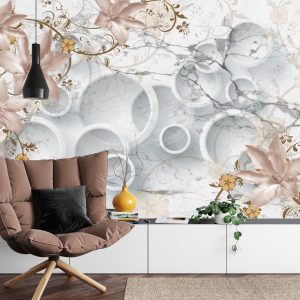 Papier Peint Abstraction De Marbre Et De Fleurs – Image 4