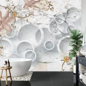 Papier Peint Abstraction De Marbre Et De Fleurs – Image 5