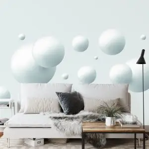 Papier Peint Grandes Et Petites Boules En Blanc – Image 3