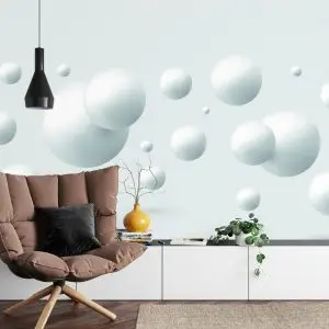 Papier Peint Grandes Et Petites Boules En Blanc – Image 4