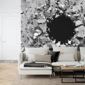 Papier Peint Trou Dans Le Mur En Béton Effet 3D – Image 6