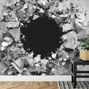 Papier Peint Trou Dans Le Mur En Béton Effet 3D – Image 7