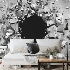 Papier Peint Trou Dans Le Mur En Béton Effet 3D – Image 3