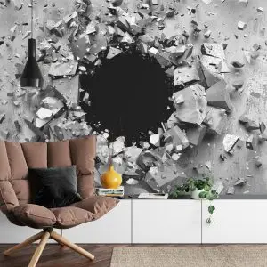 Papier Peint Trou Dans Le Mur En Béton Effet 3D – Image 4