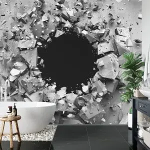 Papier Peint Trou Dans Le Mur En Béton Effet 3D – Image 5