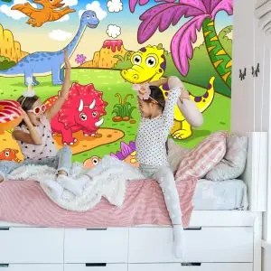 Papier Peint Dinosaures Colorés Dans Une Clairière – Image 7