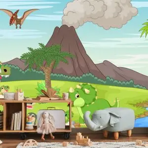 Papier Peint Dinosaures Et Volcan – Image 5