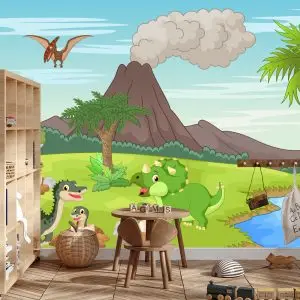 Papier Peint Dinosaures Et Volcan – Image 3