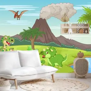 Papier Peint Dinosaures Et Volcan – Image 4