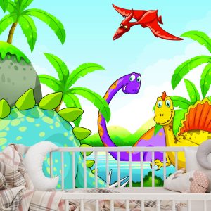 Papier Peint Dinosaures Verts Et Palmiers – Image 6