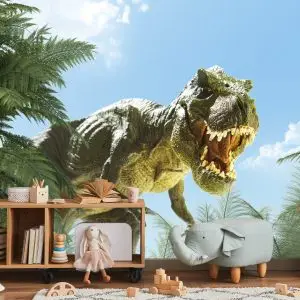 Papier Peint Grand Dinosaure T-Rex Et La Paume – Image 5