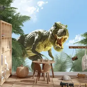 Papier Peint Grand Dinosaure T-Rex Et La Paume – Image 3
