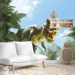Papier Peint Grand Dinosaure T-Rex Et La Paume – Image 4