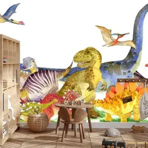 Papier Peint Dinosaures Peints À L'aquarelle – Image 3