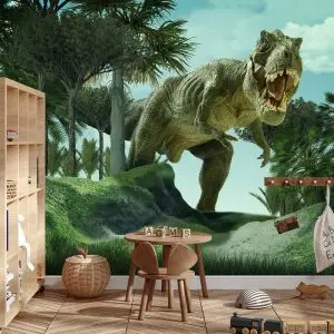 Papier Peint Dinosaure Réaliste Dans Le Vert – Image 3