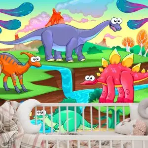 Papier Peint Dinosaures De Conte De Fées Colorés – Image 6