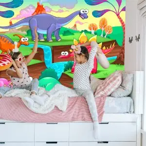 Papier Peint Dinosaures De Conte De Fées Colorés – Image 7