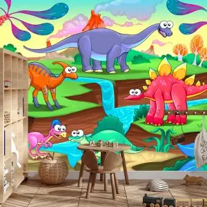 Papier Peint Dinosaures De Conte De Fées Colorés – Image 3