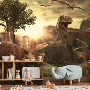 Papier Peint Dinosaures Au Coucher Du Soleil – Image 5