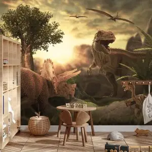 Papier Peint Dinosaures Au Coucher Du Soleil – Image 3