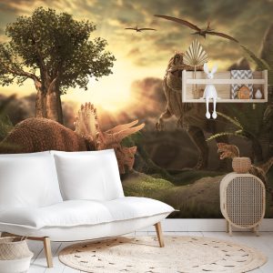 Papier Peint Dinosaures Au Coucher Du Soleil – Image 4
