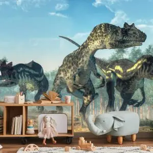 Papier Peint Trois Dinosaures Dans La Forêt – Image 5