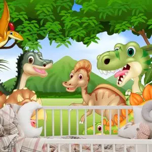 Papier Peint Dinosaures De Conte De Fées Dans La Jungle – Image 6