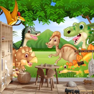 Papier Peint Dinosaures De Conte De Fées Dans La Jungle – Image 3