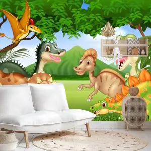 Papier Peint Dinosaures De Conte De Fées Dans La Jungle – Image 4
