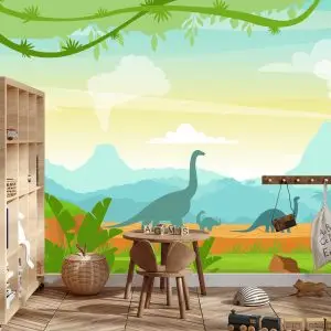 Papier Peint Dinosaures Dans La Jungle – Image 3