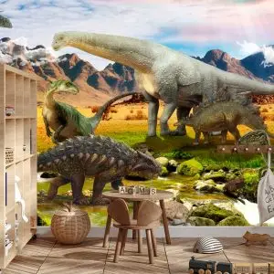 Papier Peint Dinosaures Réalistes Au Bord De La Rivière – Image 3