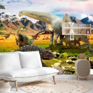 Papier Peint Dinosaures Réalistes Au Bord De La Rivière – Image 4